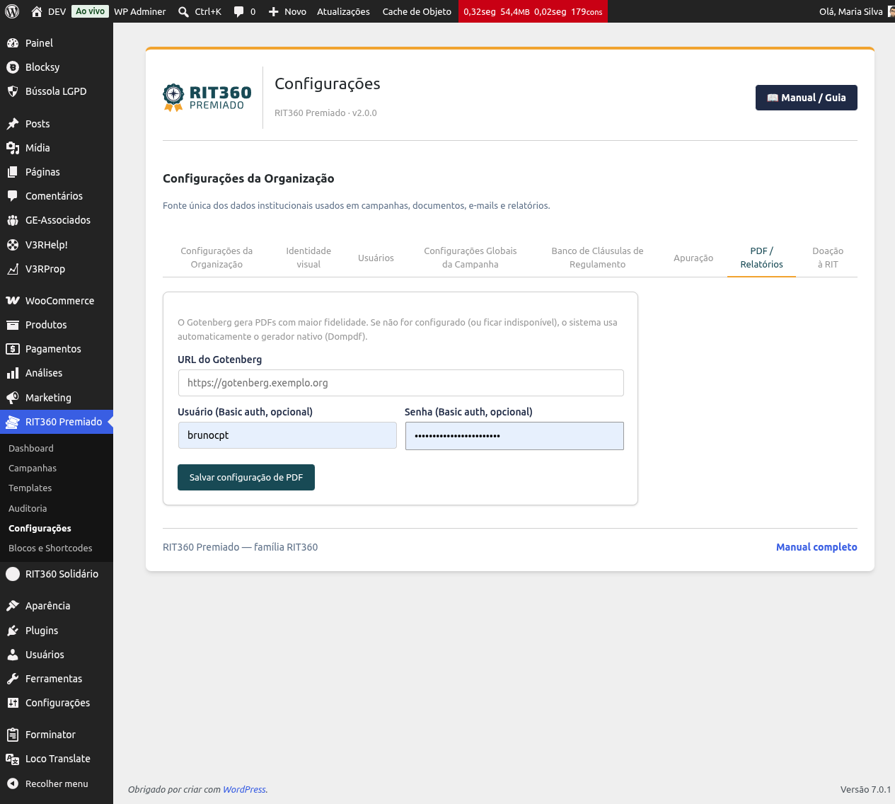 Aba PDF / Relatórios